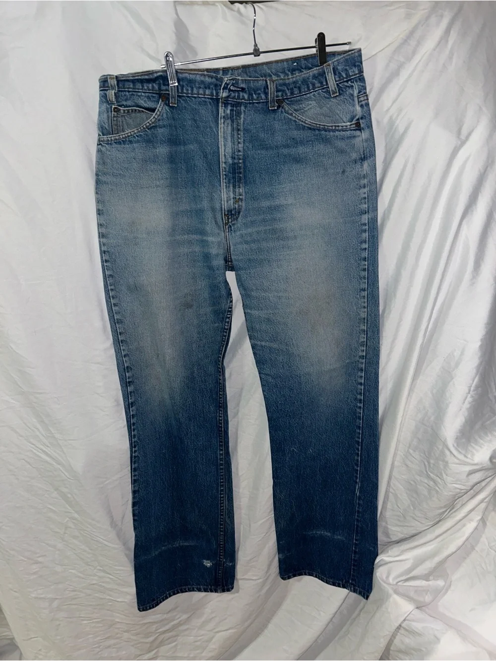 Vtg 1988 Levi's 517 Orange Tab Jeans Made in USA Bootcut Heavyweight Denim 39x31